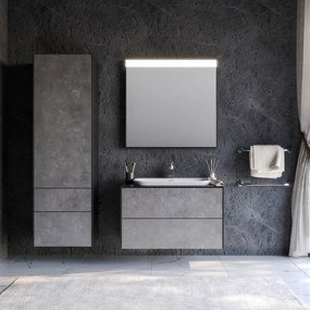 Martin Rodos 85 Silver  MDF - Πάγκος με Νιπτήρα &amp; Καθρέπτη