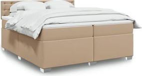 vidaXL Κρεβάτι Boxspring με Στρώμα Καπουτσίνο 200x200εκ.από Συνθ.Δέρμα