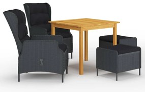 vidaXL Σετ Τραπεζαρίας Κήπου 5 Τεμαχίων Σκούρο Γκρι