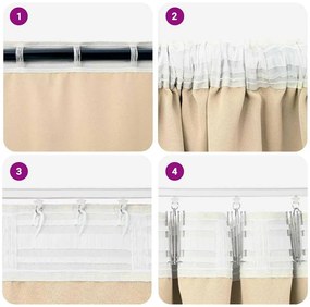 vidaXL Κουρτίνες με κουρτίνες 2 pcs Κρεμ Πολυεστέρας