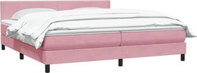 vidaXL Κρεβάτι Boxspring με Στρώμα Ροζ 180x210 εκ. Βελούδινο