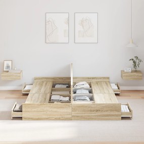 vidaXL Κρεβάτι με αποθηκευτικό χώρο Sonoma Δρυς 160 x 200 cm