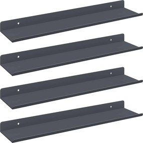 vidaXL Πλωτό ράφι 4 τμχ. Ανθρακί 40 x 8,5 x 2,5 εκ Ατσάλι