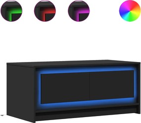 vidaXL Τραπεζάκι Σαλονιού με LED Φώτα Μαύρο από Επεξ. Ξύλο