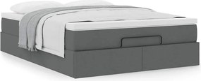 vidaXL Οθωμανικό κρεβάτι με στρώμα Σκούρο γκρι 140x200cm ύφασμα
