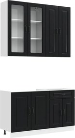 vidaXL Μονάδα κουζίνας KALMAR 4 pcs Μαύρο Επεξεργασμένο Ξύλο