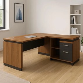 Γραφείο αναστρέψιμο Oscar καρυδί-ανθρακί 180x170x76εκ 180x170x76 εκ.