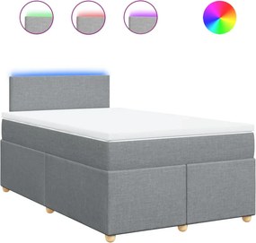 vidaXL Κρεβάτι Boxspring με Στρώμα Ανοιχτό Γκρι 120x190 εκ. Υφασμάτινο