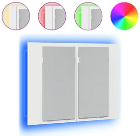 vidaXL Καθρέφτης Μπάνιου με Ντουλάπι LED Λευκός 60x12x45 εκ. Ακρυλικός