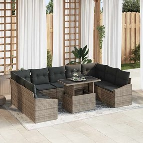vidaXL Σετ Καναπέ με μαξιλάρι 10 pcs Γκρι συνθετικό ρατάν