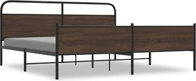 vidaXL Σκελετός Κρεβ. Χωρίς Στρώμα Καφέ Δρυς 193x203 εκ. Μεταλλικό