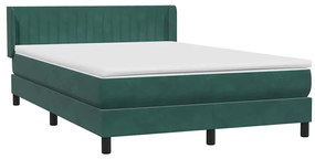 vidaXL Box Spring Κρεβάτι με στρώμα Σκούρο πράσινο 140x220cm Βελούδινο