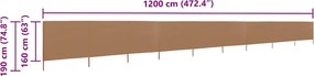 vidaXL Προστατευτικό Αέρα με 9 Πάνελ Taupe 1200 x 160 εκ. Υφασμάτινο