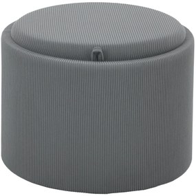 HOMCOM σκαμπό αποθήκευσης με αποθηκευτικό χώρο, στρογγυλό, υποπόδιο, ύφασμα κοτλέ, MDF, Γκρι