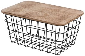 Μεταλλικό καλάθι H&S Collection με καπάκι και διαστάσεις 31x22x16cm - Kαφέ/Μαύρο