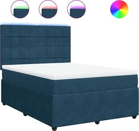 vidaXL Κρεβάτι Boxspring με Στρώμα Μπλε 160x200 εκ. Βελούδινο