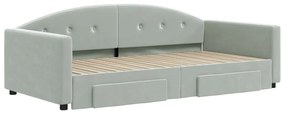 vidaXL Καναπές Κρεβάτι Συρόμενος Αν. Γκρι 100x200εκ Βελούδο &amp; Συρτάρια