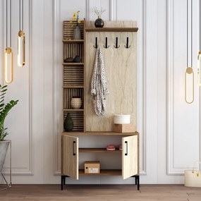 Έπιπλο Εισόδου Καρυδιά / Τραβερτίνη VIYANA 90x35x200