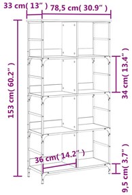 Βιβλιοθήκη Καφέ Δρυς 78,5x33x153 εκ. Επεξεργασμένο Ξύλο - Καφέ