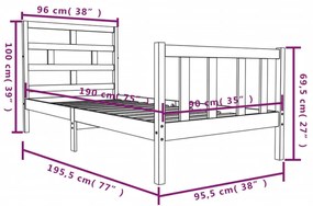 ΠΛΑΙΣΙΟ ΚΡΕΒΑΤΙΟΥ 90 X 190 ΕΚ. ΑΠΟ ΞΥΛΟ ΠΕΥΚΟΥ 3FT SINGLE 3101313