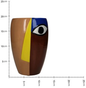 Βάζο Αφηρημένο Πρόσωπο Πολύχρωμο Δολομίτης 13.3x13.3x19.5cm - 05155269