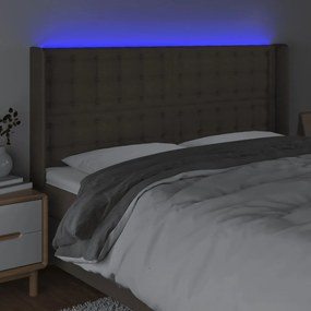 Κεφαλάρι Κρεβατιού LED Taupe 163x16x118/128 εκ. Υφασμάτινο 3124492