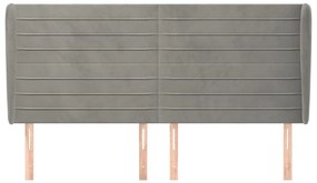 vidaXL Κεφαλάρι με Πτερύγια Ανοιχτό Γκρι 183x23x118/128 εκ. Βελούδινο