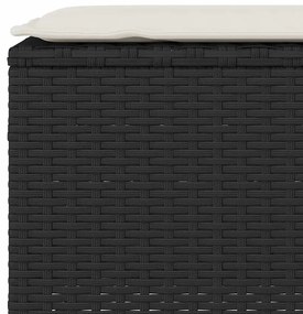 Πάγκος κήπου με μαξιλάρι Μαύρο 110x30x40,5 cm Poly Rattan - Μαύρο