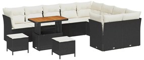 vidaXL Σετ Καναπέ Κήπου 12 pcs Μαύρο συνθετικό ρατάν