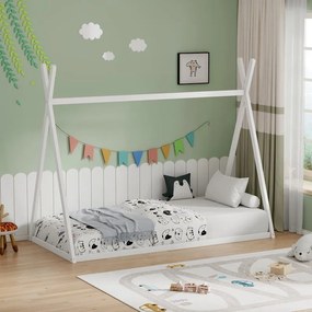 Κρεβάτι παιδικό Lilly τύπου Montessori ξύλο πεύκου λευκό 90x190 εκ. 90x190x156.5 εκ.