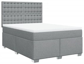 Κρεβάτι Boxspring με Στρώμα Ανοιχτό Γκρι 140x200 εκ. Υφασμάτινο - Γκρι