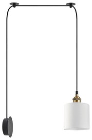 SE21-BR-10-BL1W-SH1 MAGNUM BRONZE White Fabric Wall Lamp+