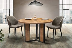 Τραπέζι Τραπεζαρίας Round Φ120x75, Χρώμα Επιφάνειας Amaretto, Μελαμίνη / Μετάλλο