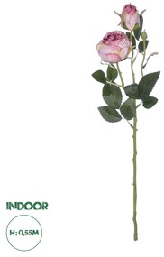 GloboStar® Artificial Garden PINK DAMASK CLIMBING ROSE BRANCH 21199 Τεχνητό Διακοσμητικό Κλαδί Τριαντάφυλλο Σαμπανιζέ Y55cm