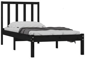 vidaXL Πλαίσιο Κρεβατιού Μαύρο 75x190εκ Μασίφ Ξύλο Πεύκου Small Single