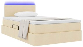 vidaXL LED Κρεβάτι αποθήκευσης με στρώμα Κρέμ 120 x 200 cm Ύφασμα