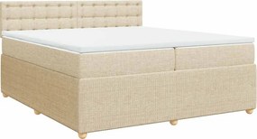 vidaXL Κρεβάτι Boxspring με Στρώμα Κρεμ 200x200 εκ. Υφασμάτινο
