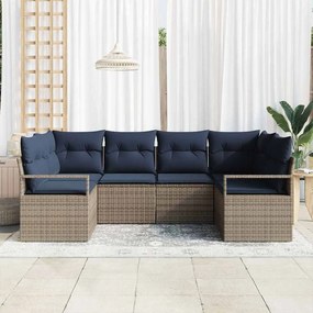 vidaXL Σετ Καναπέ με μαξιλάρι 6 pcs Γκρι Πολυ Ρατάν