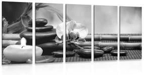 Φωτογραφία 5 μερών Νεκρή φύση του Φενγκ Σούι σε ασπρόμαυρο - 100x50