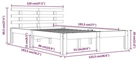 Πλαίσιο Κρεβατιού Λευκό 120x190 εκ. Μασίφ Ξύλο Small Double - Λευκό