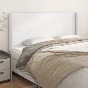 Κεφαλάρι με Πτερύγια Λευκό 183x16x118/128 εκ. Συνθετικό Δέρμα - Λευκό