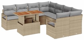 vidaXL Σέτ φαγητού για κήπο 9 pcs Μπεζ, Γκρι 100 x 55 x 73 εκ