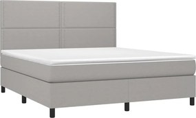 vidaXL Κρεβάτι Boxspring με Στρώμα &amp; LED Αν.Γκρι 180x200εκ. Υφασμάτινο
