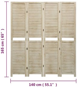 vidaXL Διαχωριστικό Χώρου με 4 Πάνελ 140x165 εκ. Μασίφ Ξύλο Παυλώνιας