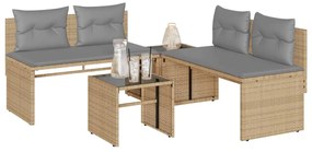 vidaXL Σετ Καναπέ Κήπου 4 τεμ. Μπεζ Συνθετικό Ρατάν με Μαξιλάρια
