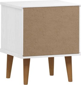 vidaXL Κομοδίνο MOLDE Λευκό 40 x 35 x 48 εκ. από Μασίφ Ξύλο Πεύκου