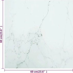 vidaXL Επιφάνεια Τραπεζιού Λευκή 60x60εκ 6 χιλ Ψημ. Γυαλί Μαρμ. Σχέδιο