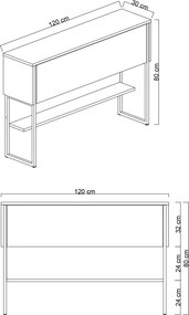 Συρταριέρα Χρυσό / Ανθρακί FOBRE 120x30x80