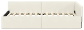vidaXL Κρεβάτι Γωνίας Κρεμ 80 x 200 cm Βελούδο και Εργοστασιακό ξύλο