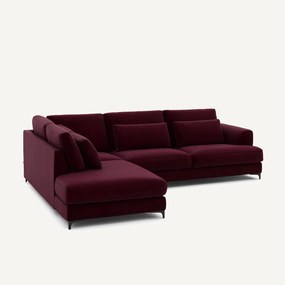 Γωνιακός καναπές αριστερός, βελούδινος, Marsile